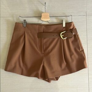 Alice+Olivia Brown Belted Women's Shorts
